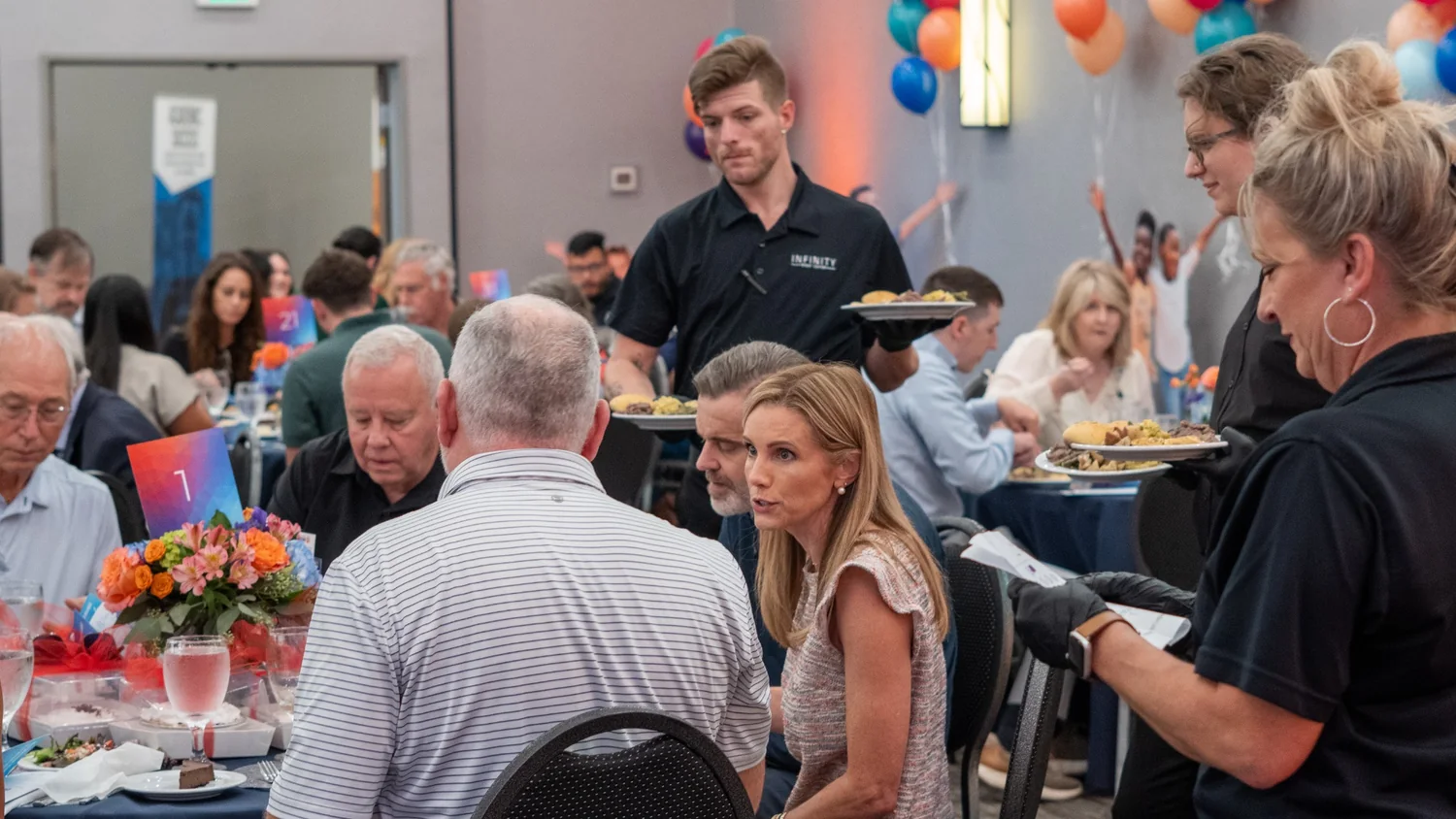 Event hospitality scene suitable for promotional storytelling